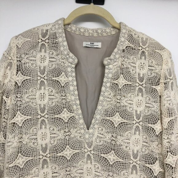 DAY Birger et Mikkelsen Cream Geometric Crochet lined Dress size 36 - Picture 5 of 16